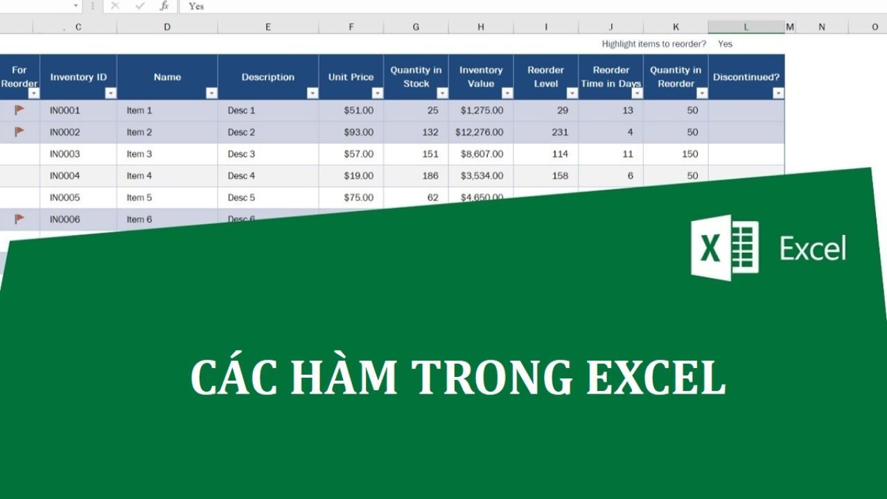 Tổng hợp các hàm trong Excel thông dụng từ cơ bản đến nâng cao