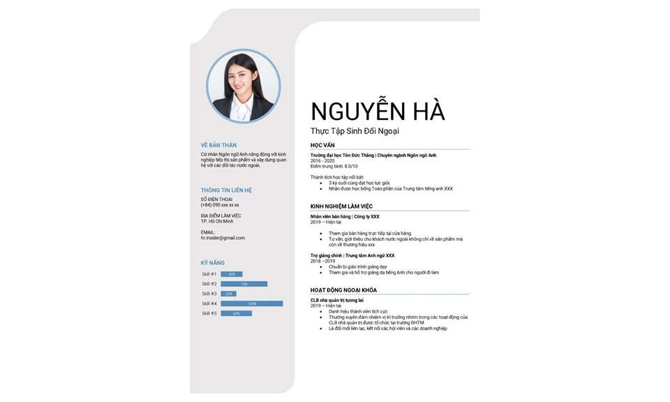 Mẫu CV thực tập sinh đối ngoại