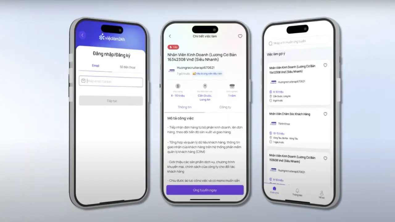 Việc Làm 24h lần đầu ra mắt app