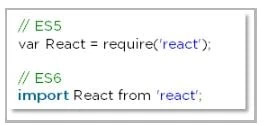 Các câu hỏi phỏng vấn ReactJS về require vs import của ES6 và ES5.