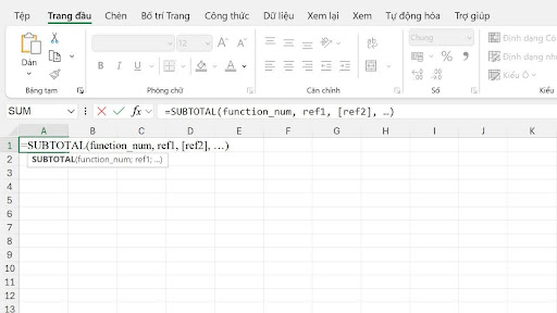 Hàm SUBTOTAL trong Excel – Hướng dẫn chi tiết và ví dụ thực tế