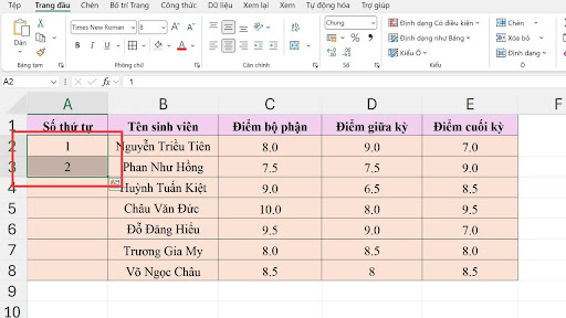 Đánh số thứ tự trong Excel: Cách làm nhanh và hiệu quả